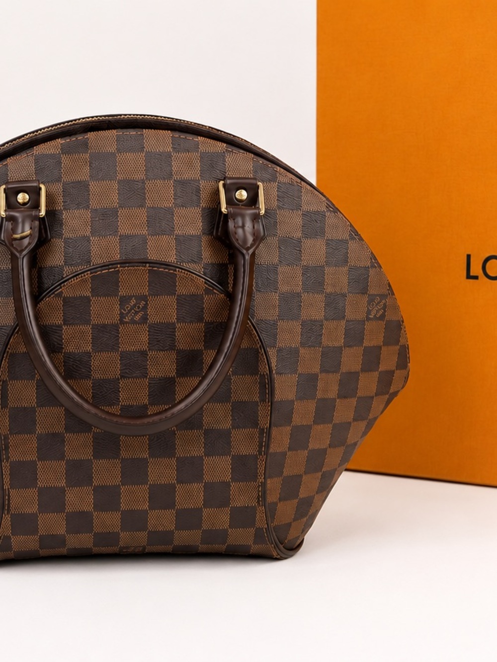 Louis Vuitton Damier Ebene Ellipse PM handbag red interior top handle top handle